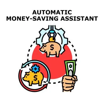 Automatic financial assistant optimizing money saving process Stock Illustration