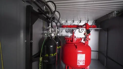 Automatic fire extinguishing system interior Video stock 140923227