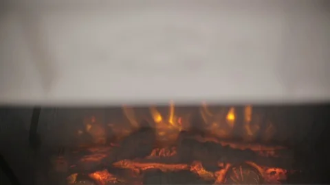 Automatic fireplace.  Panorama Stock Footage 90360897