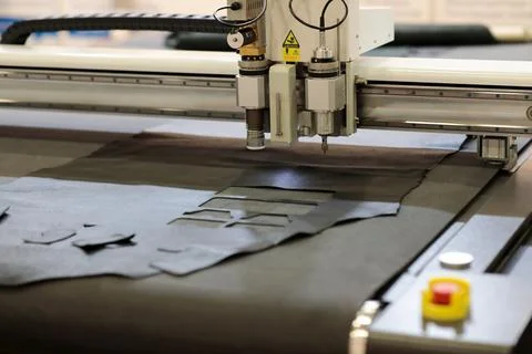 Automatic flatbed digital cutting system close up Stock Photos