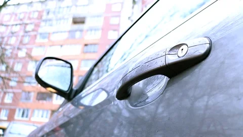 Automatic folding of the side mirror on a new car Video stock 244591002