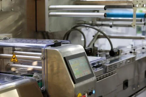 Automatic food packaging line Stock Photos