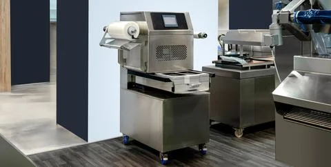 Automatic food packaging machine for small business in food processing indust Foto stock