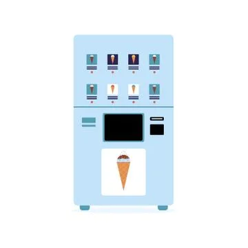 Automatic food vending machine with ice cream flat vector illustration isolated. Stock Illustration