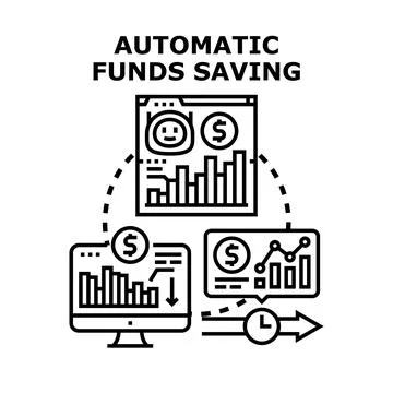 Automatic funds saving and financial management concept Stock Illustration