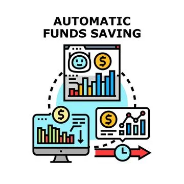 Automatic funds saving and financial management concept Stock Illustration