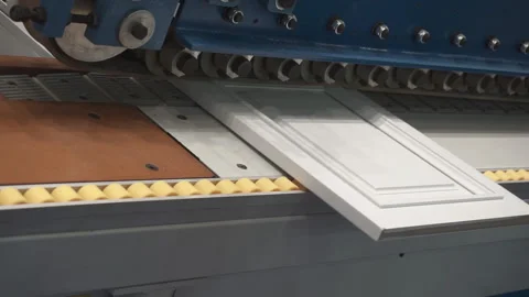 Automatic furniture machine in action. Work conveyor line. Video stock 121373286