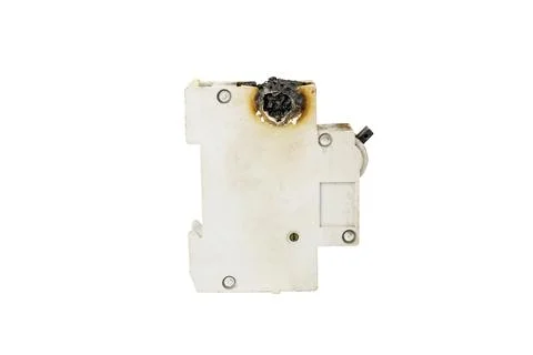 Automatic fuse isolated on white background. Old blown fuse. Stock Photos