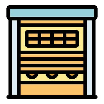 Automatic garage door closing with roller shutter and window panel Illustrazione stock