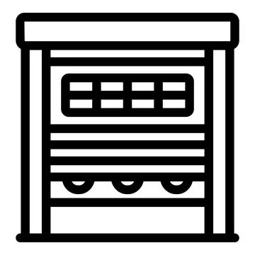 Automatic garage door closing with ventilation grid and security lock system Stock Illustration