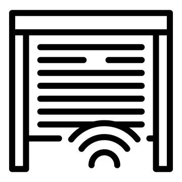 Automatic garage door controlled by remote controller icon outline Illustrazione stock