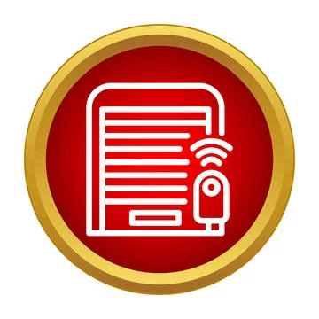 Automatic garage door operating with wireless remote control Stock Illustration
