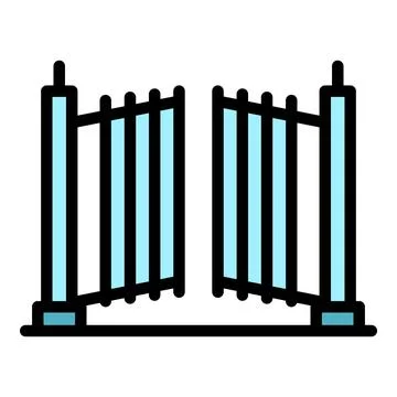 Automatic garden gate icon vector flat Stock Illustration