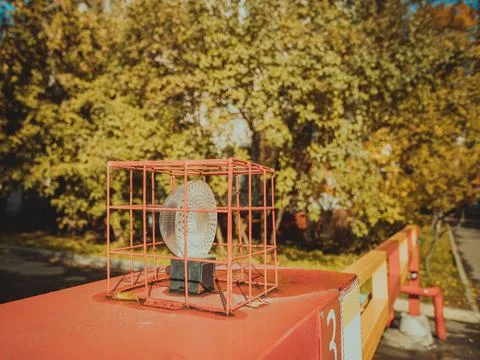 Automatic gate barrier. Tinted image. Typical city development. Stock Photos