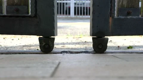 Automatic gate closing. Control gate home security system working. Stock Footage 144977465