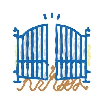Automatic gate icon doodle illustration Stock Illustration