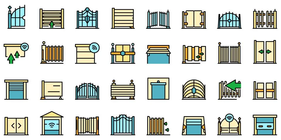 Automatic gate icon, outline style Stock Illustration