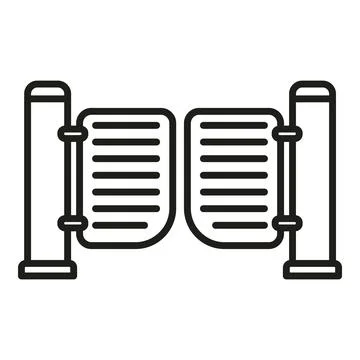Automatic gate icon outline vector. Fence house Stock Illustration