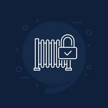 Automatic gate locked line icon, vector Illustrazione stock