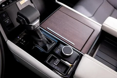 Automatic gear stick inside modern car.  automatic transmission gear of car , Stock Photos