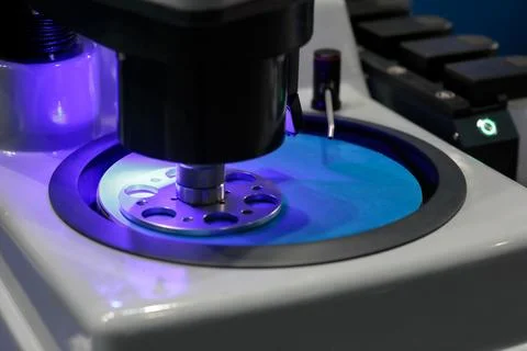 Automatic grinding and polishing machine close up Stock Photos