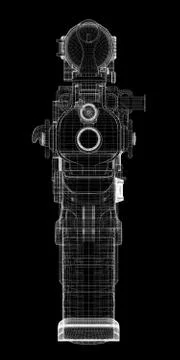Automatic gun on background, body structure, wire model Stock Illustration