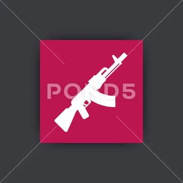 Automatic gun icon, assault rifle, weapon, vector illustration: Graphic ...
