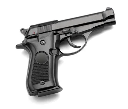 Automatic handgun on a white background Stock Photos