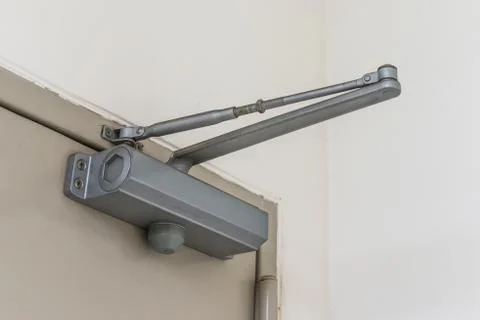Automatic hydraulic leaver hinge door closer holder Stock Photos