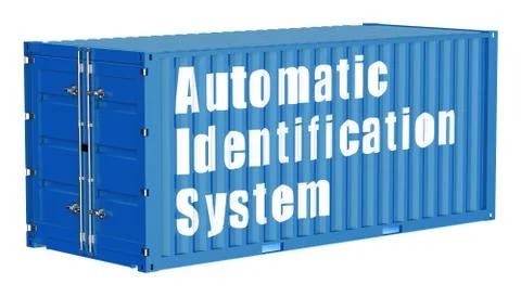 Automatic identification system concept with cargo container Stock Illustration