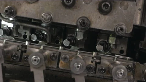 Automatic Industrial Equipment Making Screws For Automotive Factory Car Industry Stock Footage 131244425