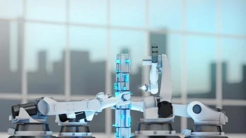 Automatic industrial robot. 3D Render Stock Illustration