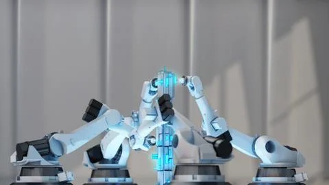 Automatic industrial robot. 3D Render Stock Illustration