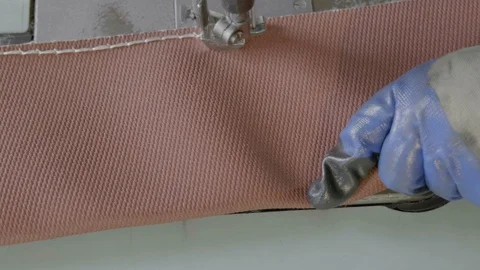 Automatic industrial sewing machine for stitch by digital pattern. Modern Stock Footage 126330840