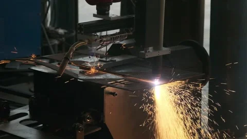 Automatic industry robotic welding machine is welding sparkling metal sheets. Stock Footage 183444579