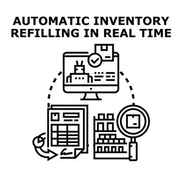 Automatic inventory refilling system working in real time Stock Illustration