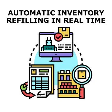 Automatic inventory refilling system working in real time Stock Illustration