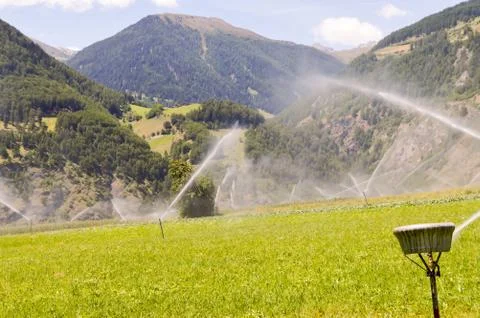 Automatic irrigation of crop field Stock Photos