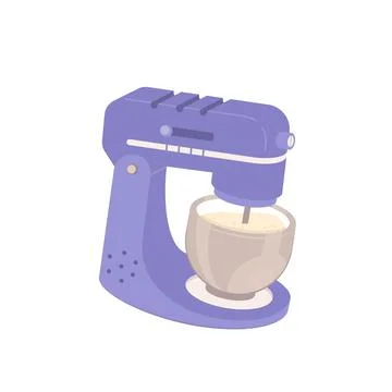 Automatic kitchen mixer cook dough. Vector illustration isolated on white Stock Illustration