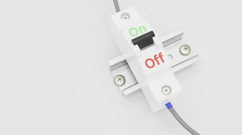 Automatic knife-switch turned on, angle view. isolated render Stock Illustration