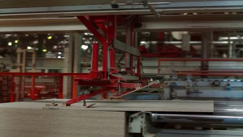 Automatic laminated chipboard production Stock Footage 70658687