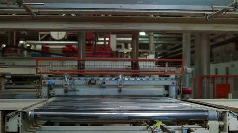 Automatic laminated chipboard production Stock Footage 70658890
