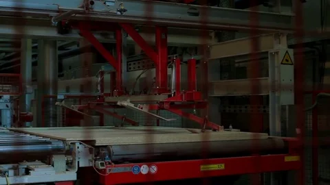Automatic laminated chipboard production Stock Footage 70659000
