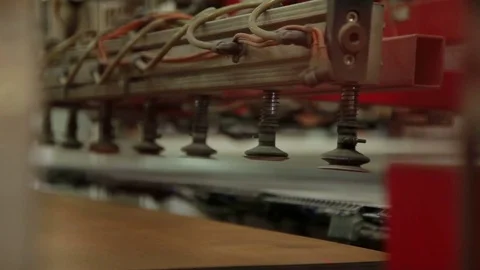 Automatic laminated chipboard production Stock Footage 70694133