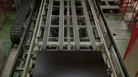 Automatic laminated chipboard production Stock Footage 70697545