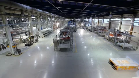 Automatic laser guided vehicle LGV for handling, management and control. Ceramic Video stock 321370710