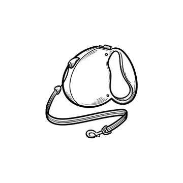 Automatic leash hand drawn outline doodle icon. Stock Illustration