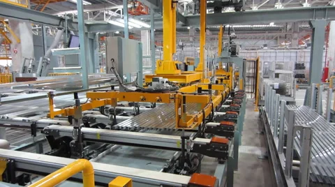 Automatic lifting machine in assembly line in factory Stock Footage