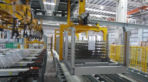 Automatic lifting machine in assembly line in factory Stock Footage 50628931
