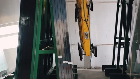 Automatic line in Factory for UPVC windows and doors production. 스톡 동영상 129384208